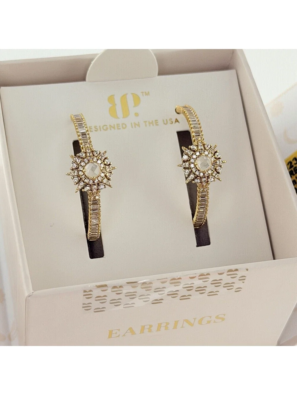 Bomb Party Halo Earrings Lillian’s Luxe Ultra Rare Unicorn Moonstone Yellow Gold